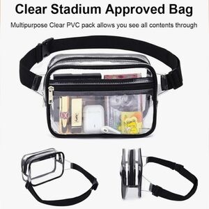 NWT Clear, Black Trim Crossbody/Fanny Pack Bag